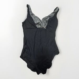 Women's Black Swimsuit—Shapemaker Silver‎ Size 36C or Large—Y2K